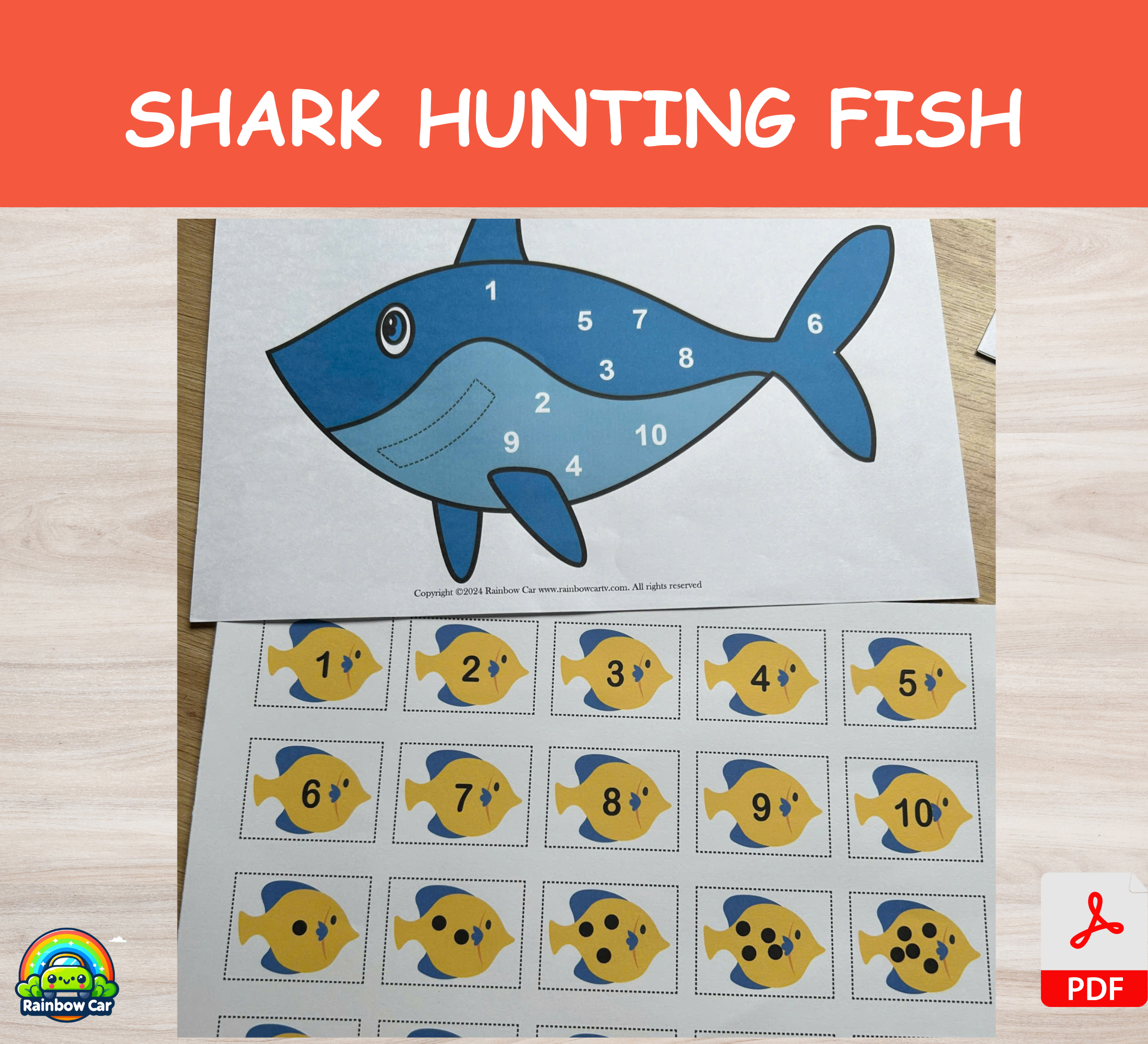 Shark Hunting Fish - Printable File - Kids Activities